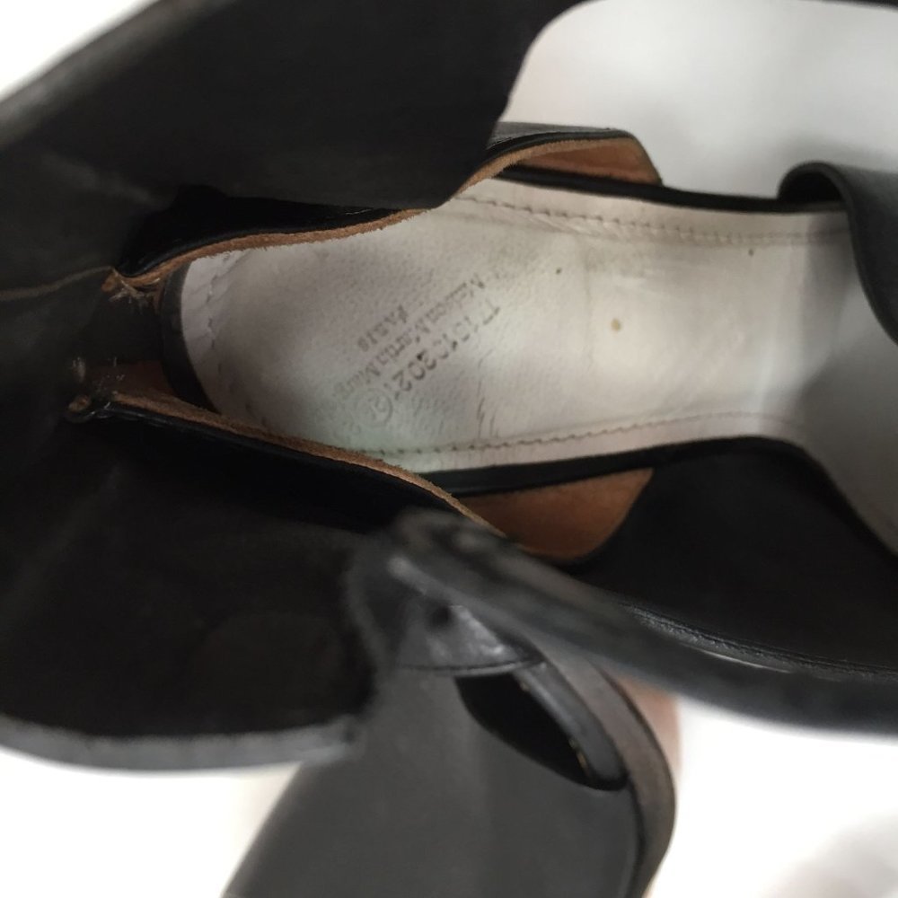 Mason Martin Margiela Stiletto Womens Heels 38.5 M Black Leather Peep-toe Shoes - Picture 8 of 11